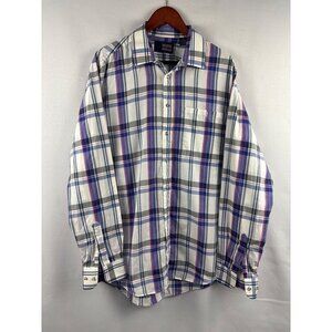 Michael Morgan Mens XLT Plaid Button-Up Shirt Cotton & Polyester Blend